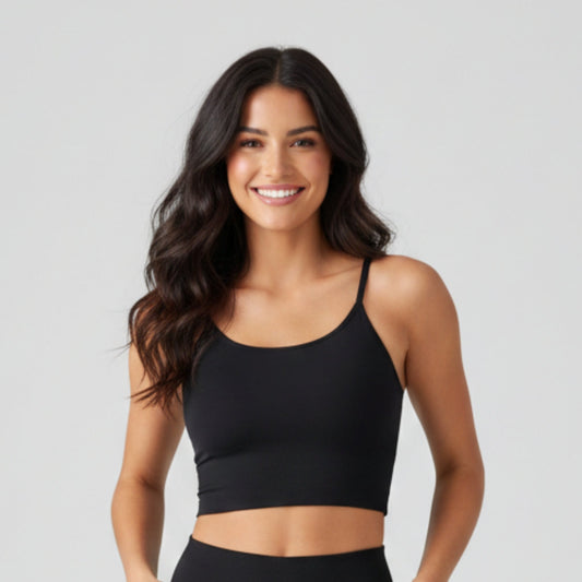 Woman wearing DEW tanktop