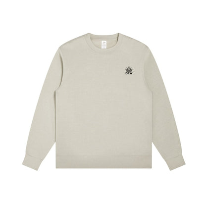 cream Dew cream crewneck jumper long-sleeve shirt with a logo on the chest against a white background
