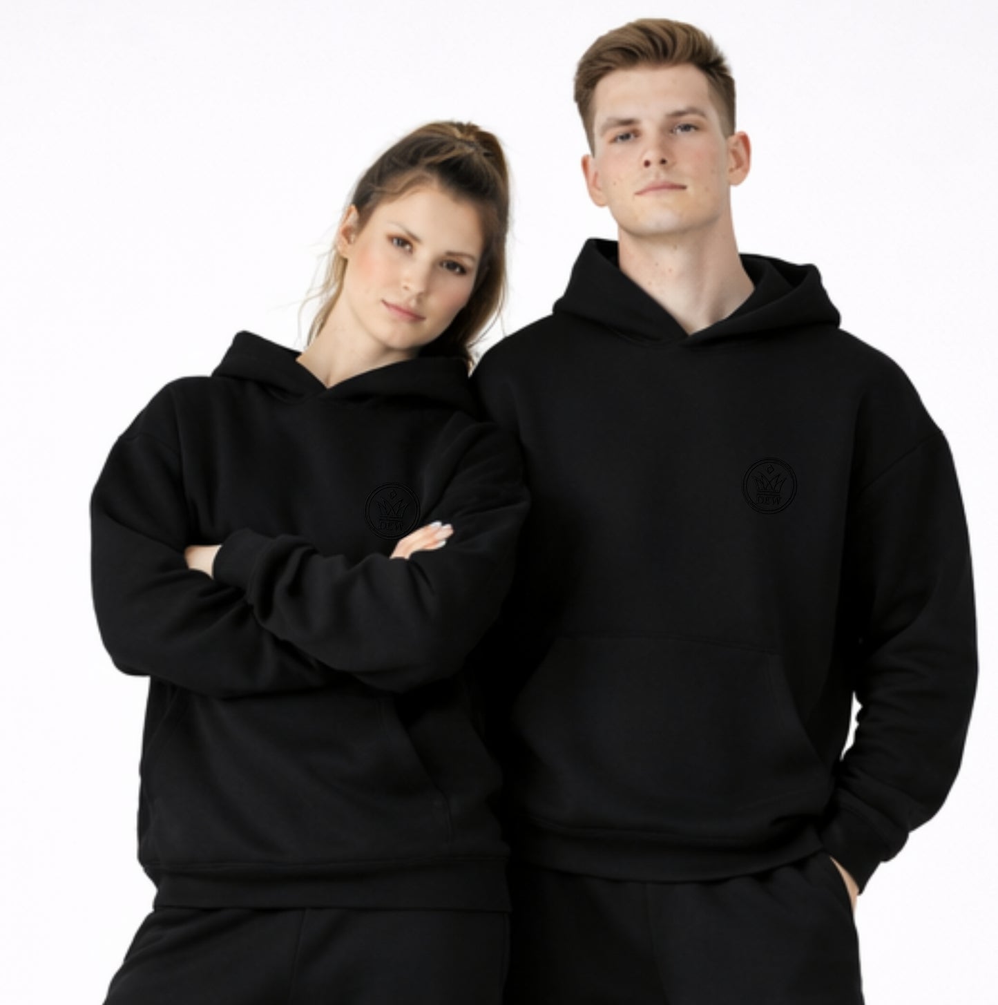 models wearing dew unisex hoodies