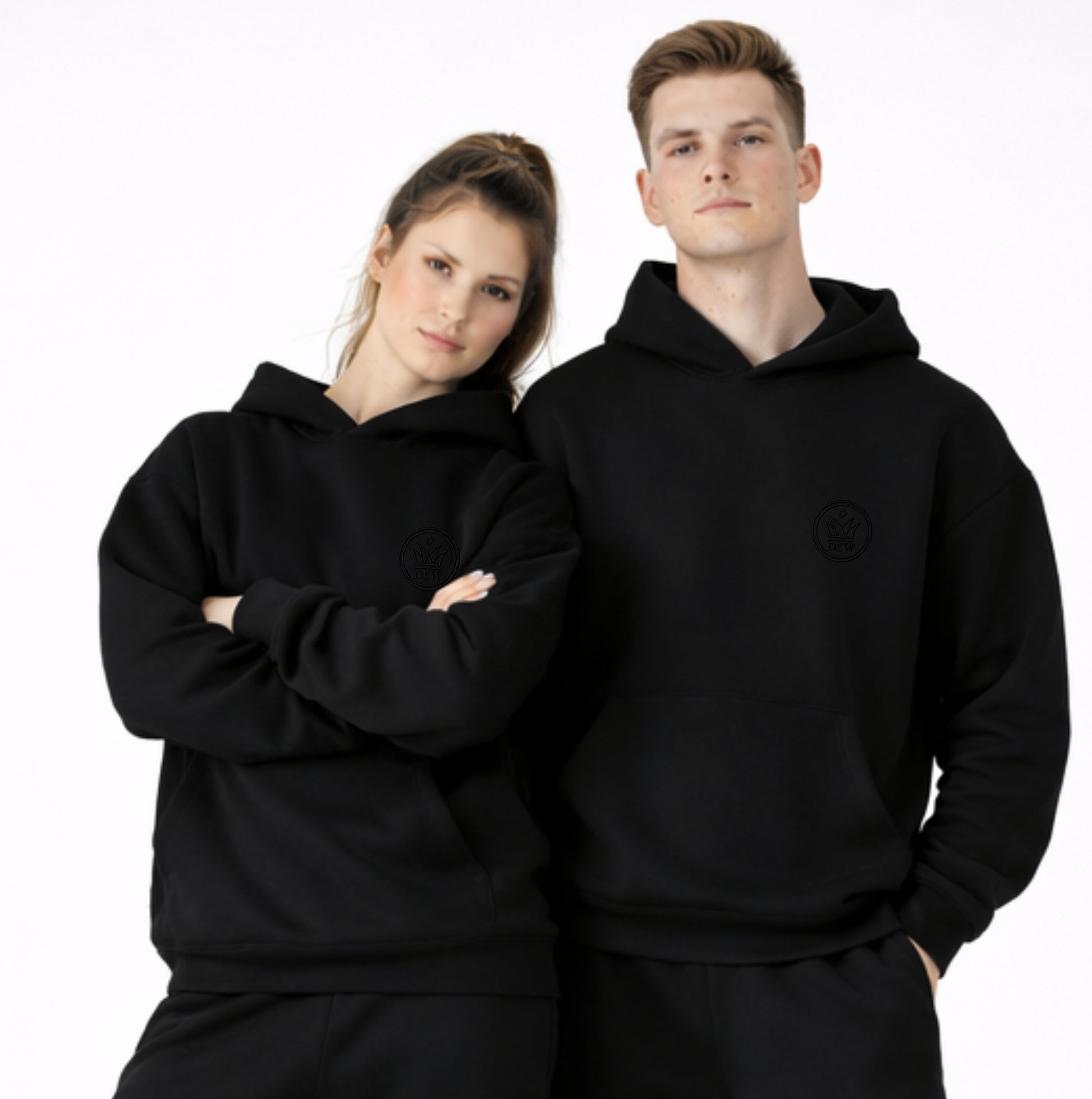 models wearing dew unisex hoodies